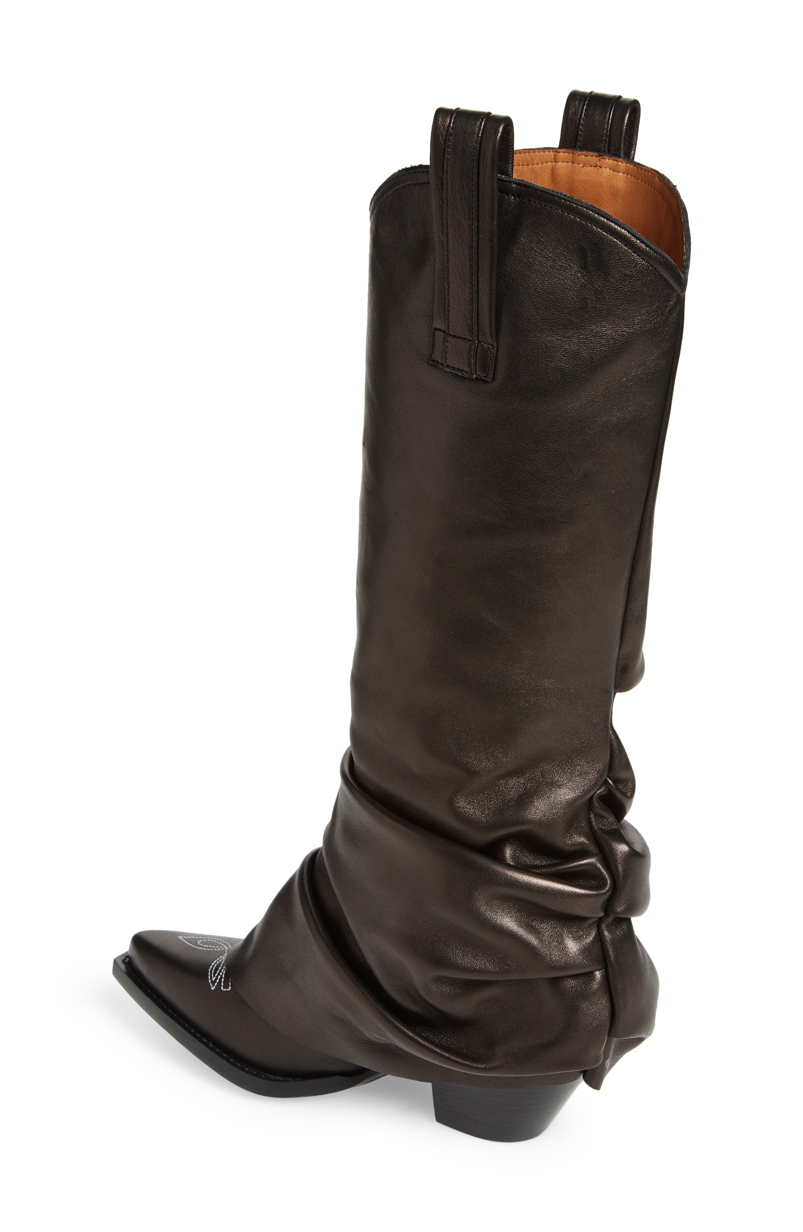 R13 Leather Sleeve Cowboy Boot, Alternate, color, Black Leather