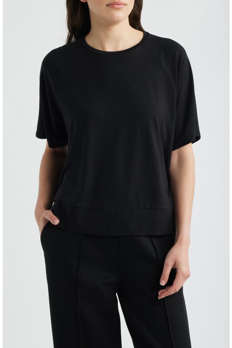 Short Sleeve Crewneck Top, Main, color, BLACK