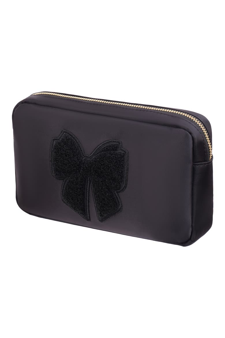 Medium Bow Cosmetics Bag, Alternate, color, BLACK/BLACK