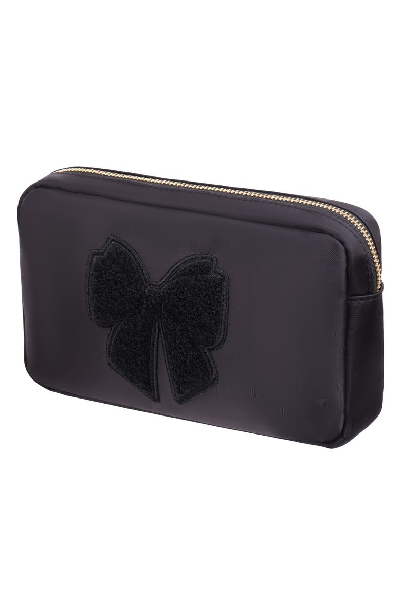 Bloc Bags Medium Bow Cosmetics Bag, Alternate, color, Black/Black