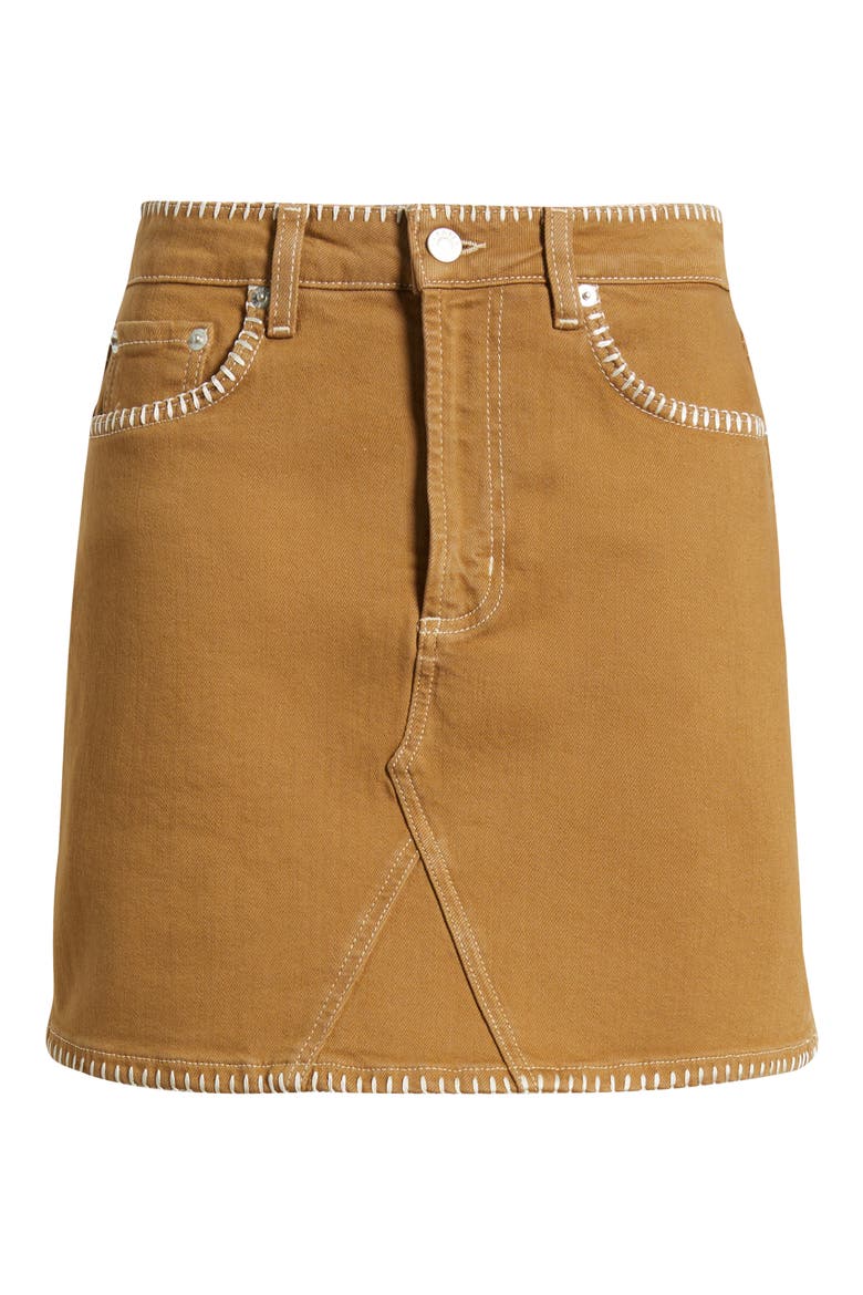 Laurel Embroidered Stitch Denim Miniskirt, Alternate, color, SAFARI EMBROIDERED