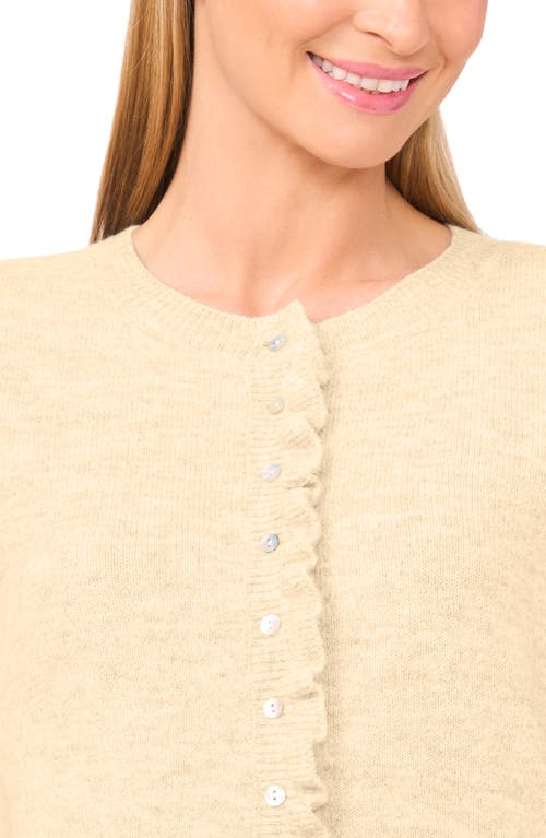 Cece Ruffle Trim Cardigan In Brown