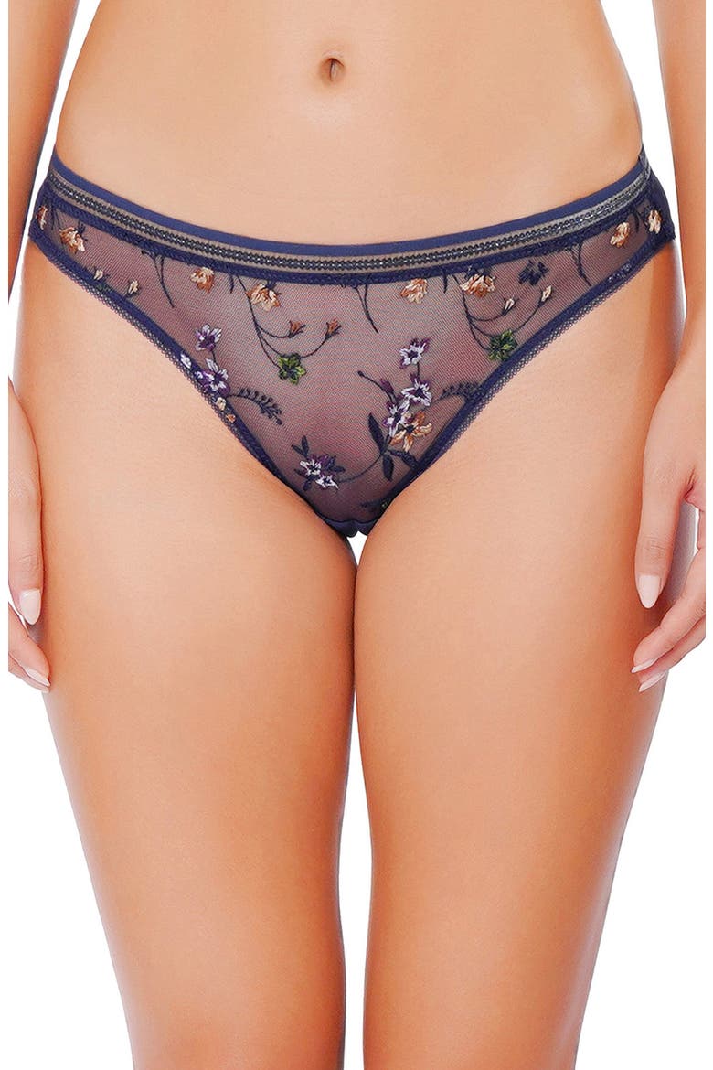 Insouciante Embroidered Mesh Briefs, Main, color, MARINE