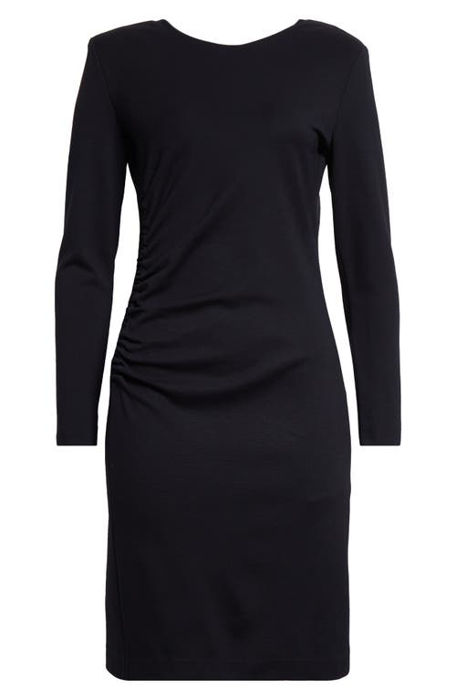 Emporio Armani Milan Ruched Long Sleeve Minidress In Navy