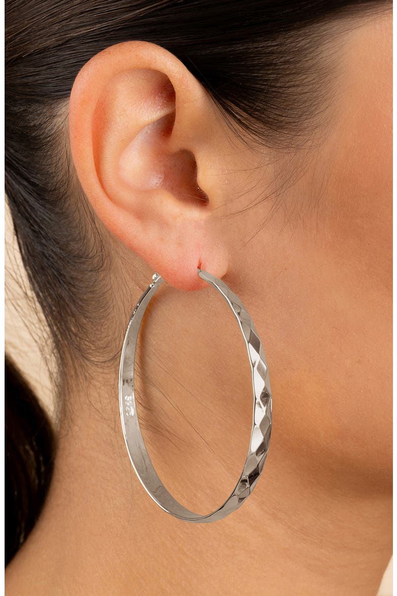 Fatima Textured Hoop Earrings, Alternate, color, SILVER