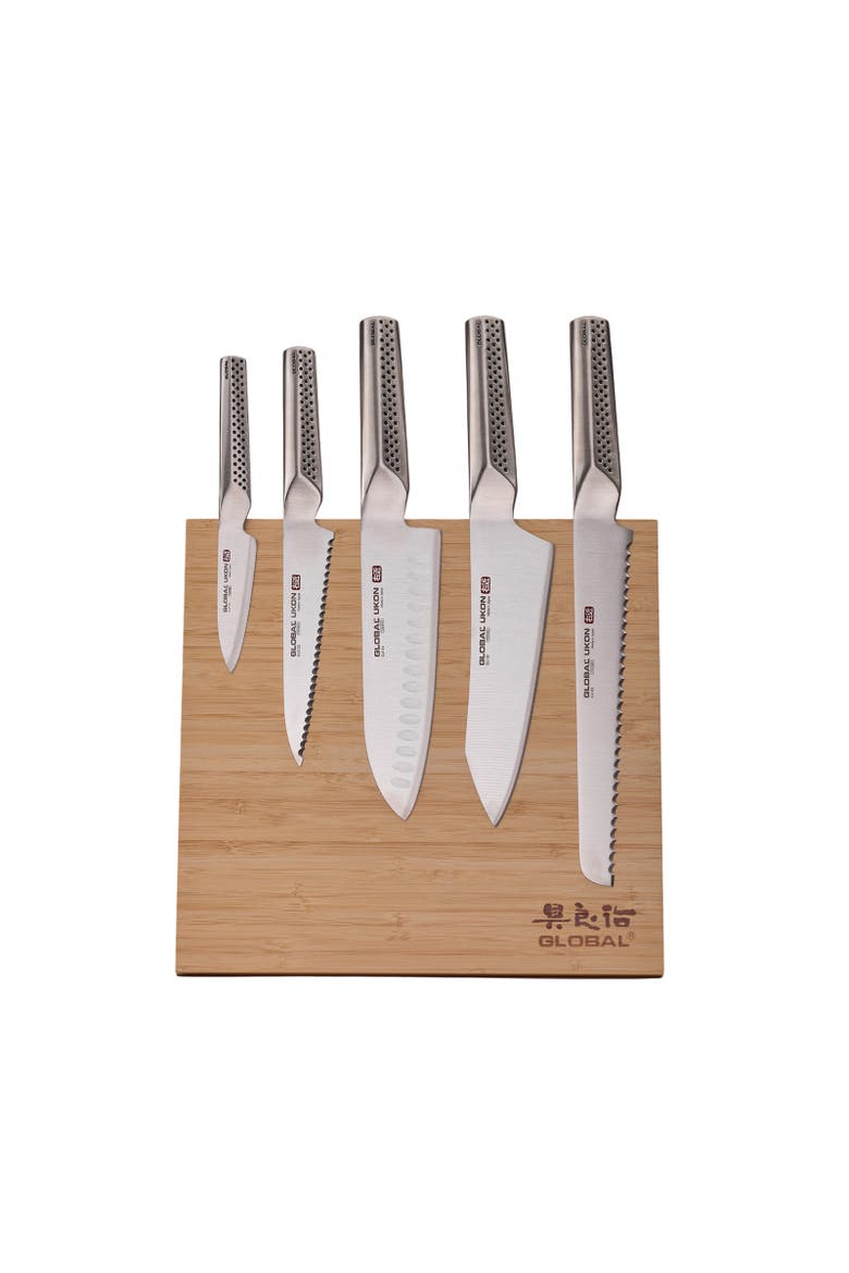 Bitoku Ukon Essentials 6 Piece Knife Set with Magnetic Block, Alternate, color, Bamboo