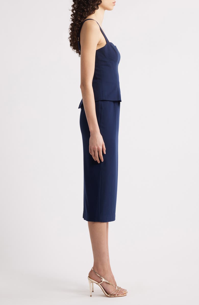 Black Halo Beverly Corset Midi Dress, Alternate, color, Navy
