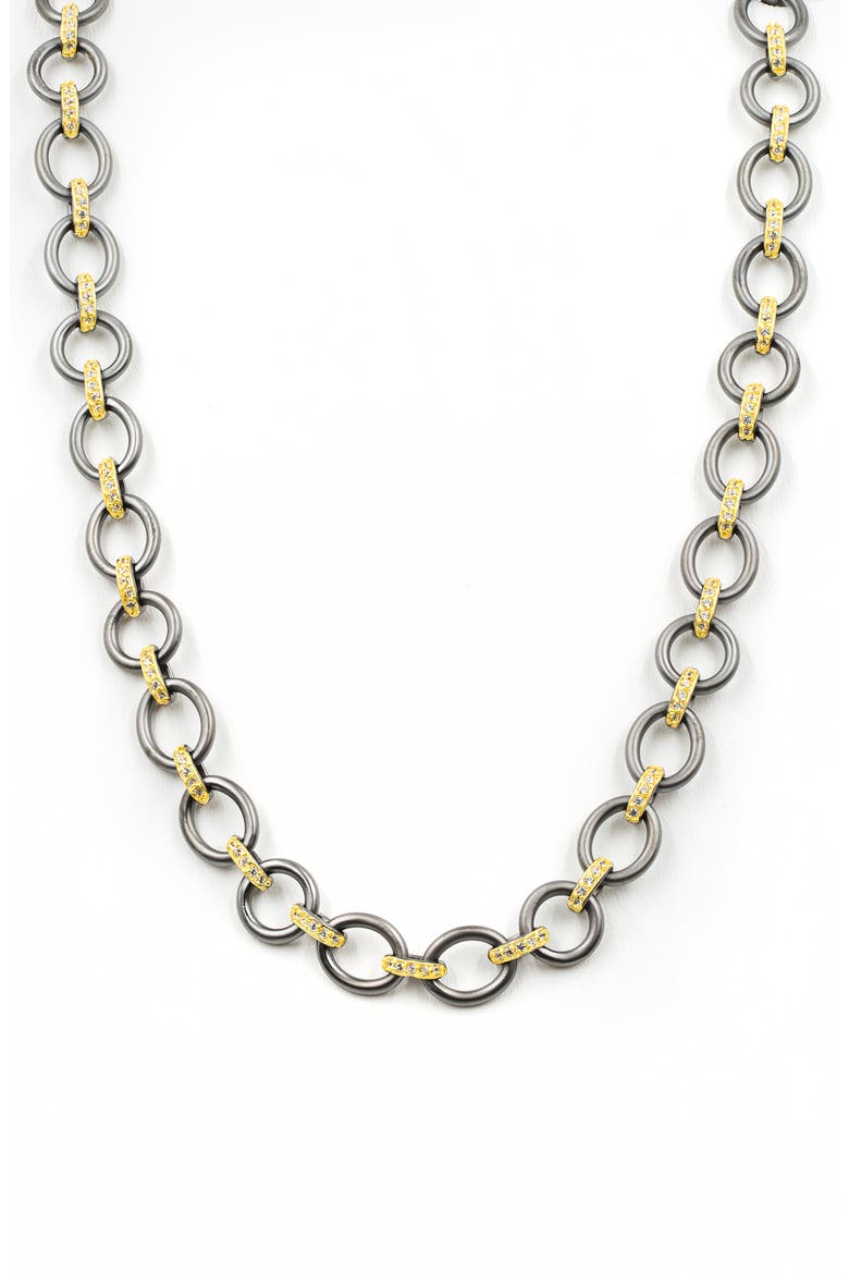 Signature Two-Tone Link Necklace, Main, color, GOLD/ BLACK