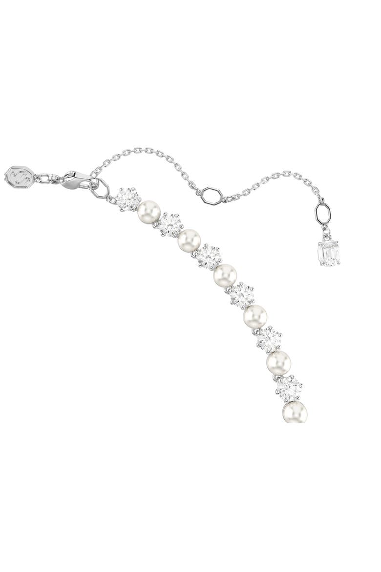 Matrix Crystal & Faux Pearl Tennis Necklace, Alternate, color, SILVER