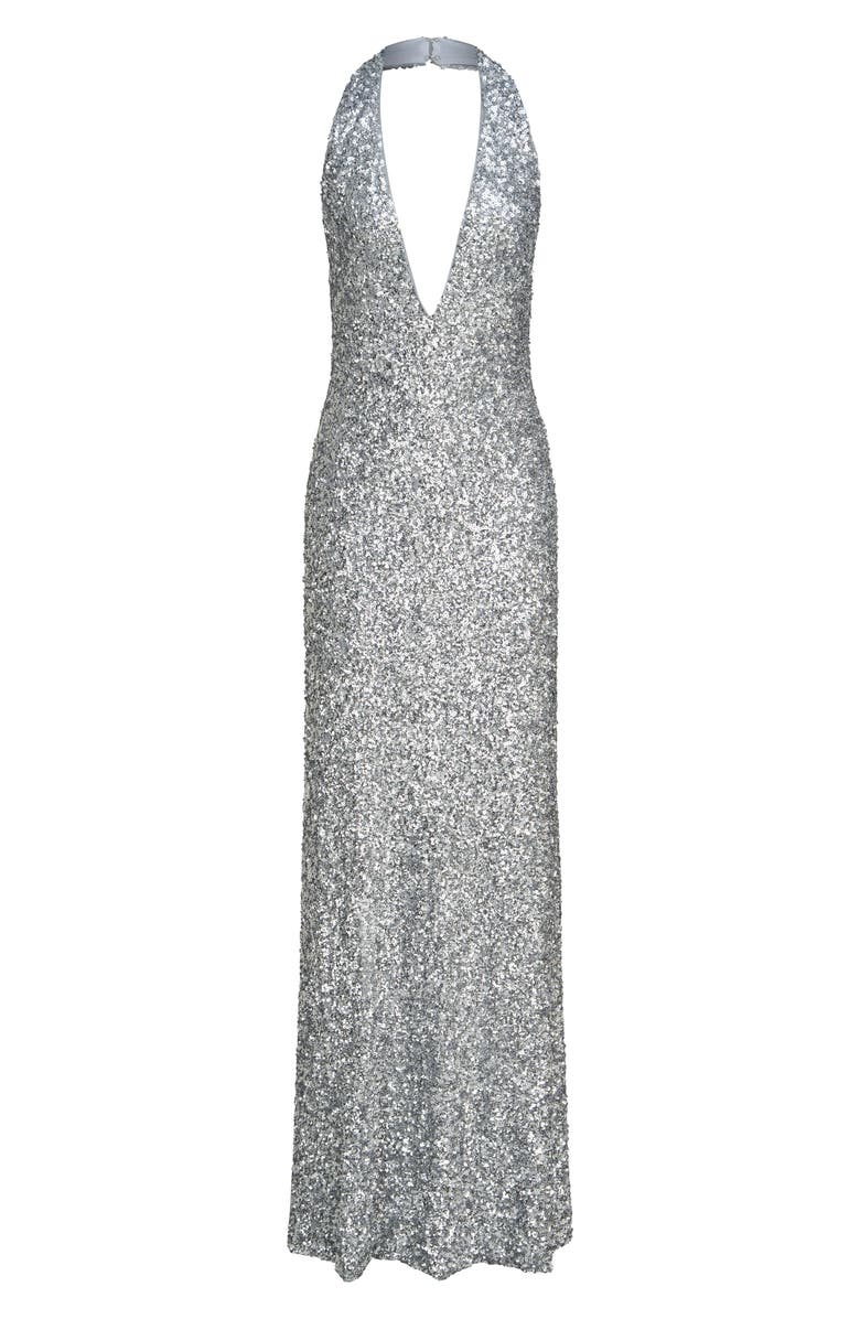 HALSTON Ena Halter Sequin Gown, Alternate, color,