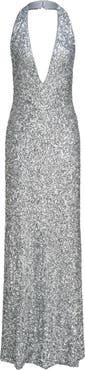 HALSTON Ena Halter Sequin Gown