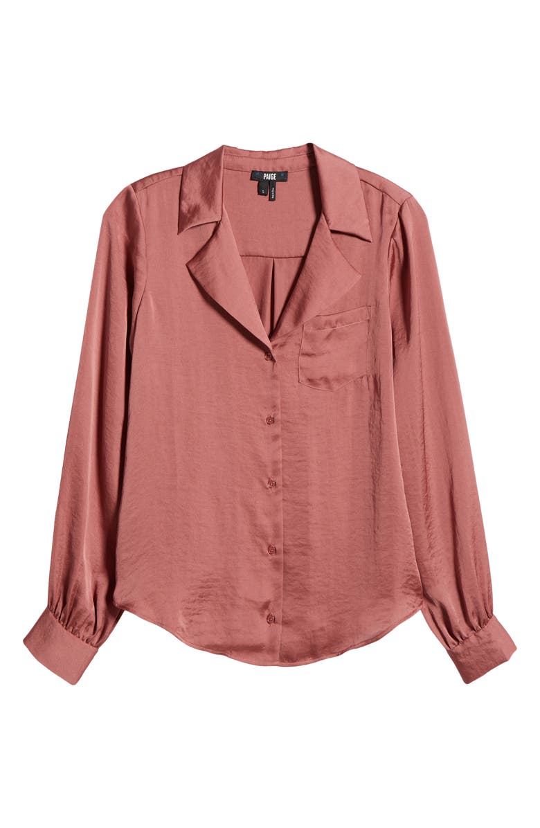 PAIGE Capriana Satin Button-Up Shirt, Alternate, color, Desertdusk