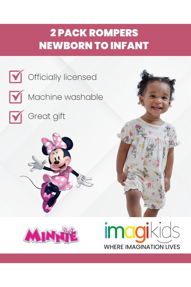 Minnie Mouse 2-Pack One Piece Bubble Rompers, Alternate, color, Pink Ivory Minnie