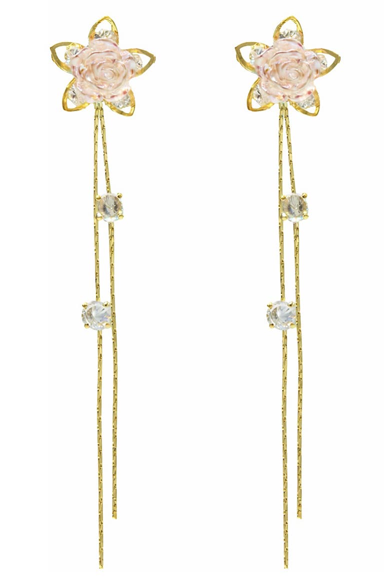 Floral Dangle Earrings, Main, color, GOLD