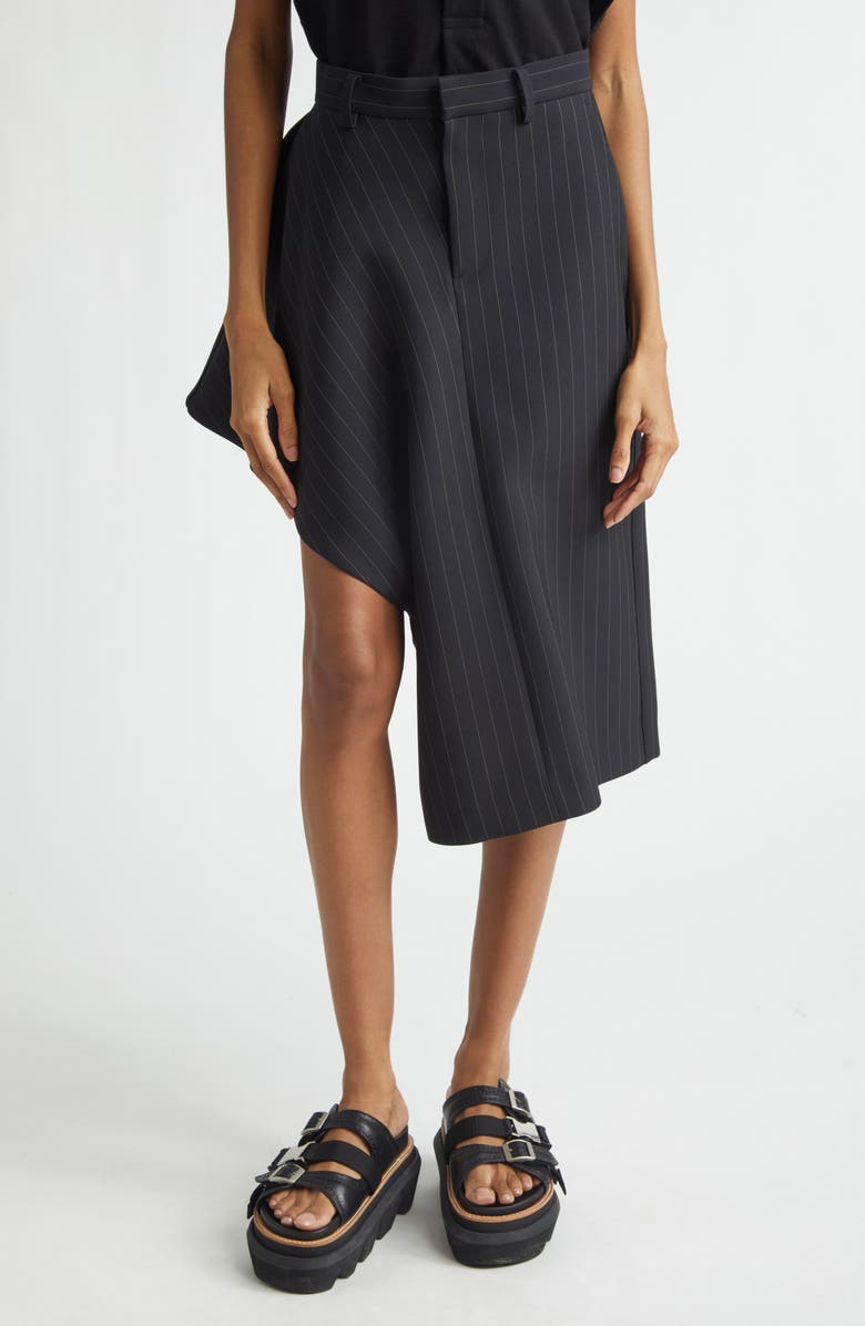 Sacai Pinstripe Twill Skirt, Main, color, Black Stripe