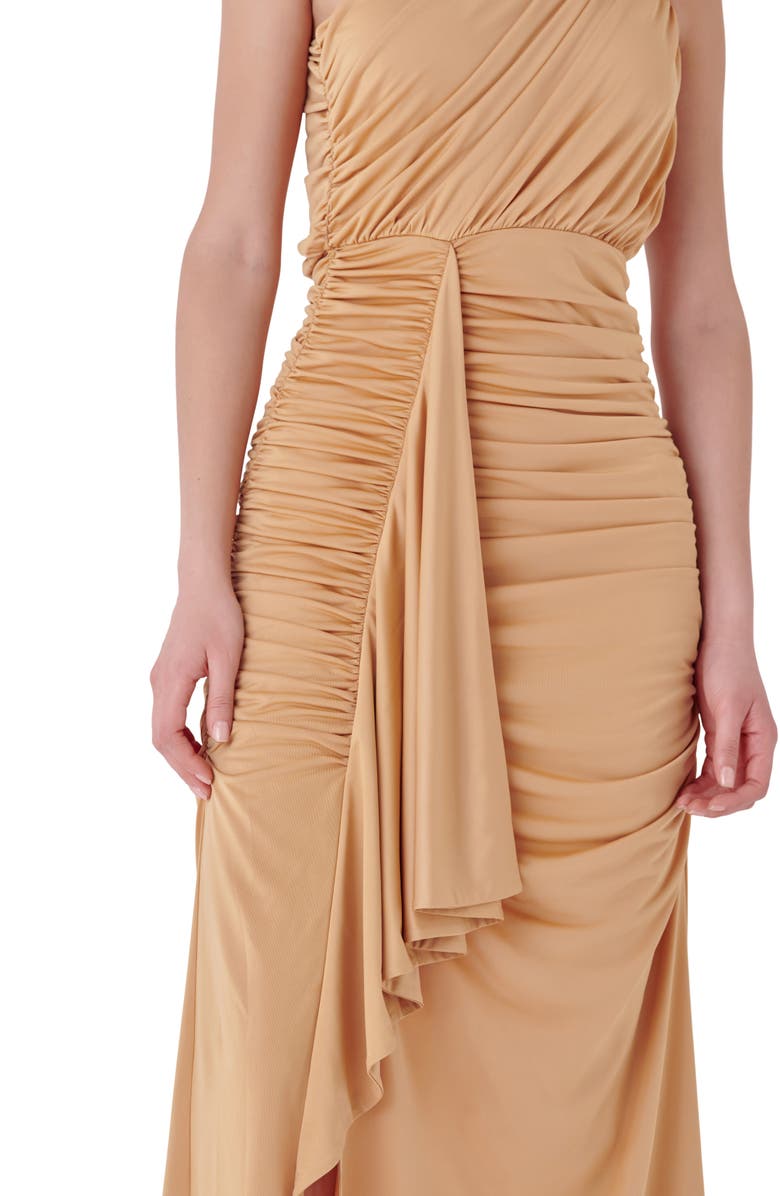 Endless Rose One-Shoulder Draped Midi Dress, Alternate, color, 