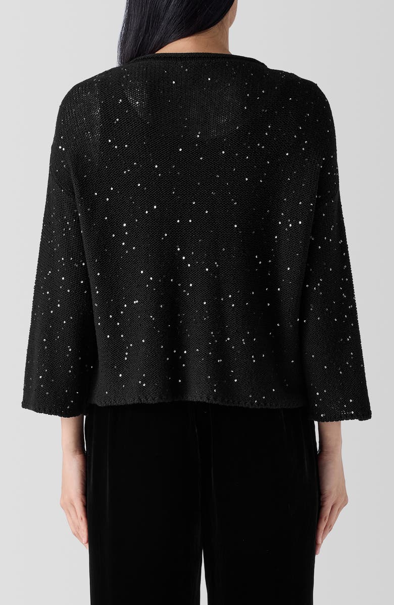 Eileen Fisher Sequin Wool Sweater, Alternate, color, Black