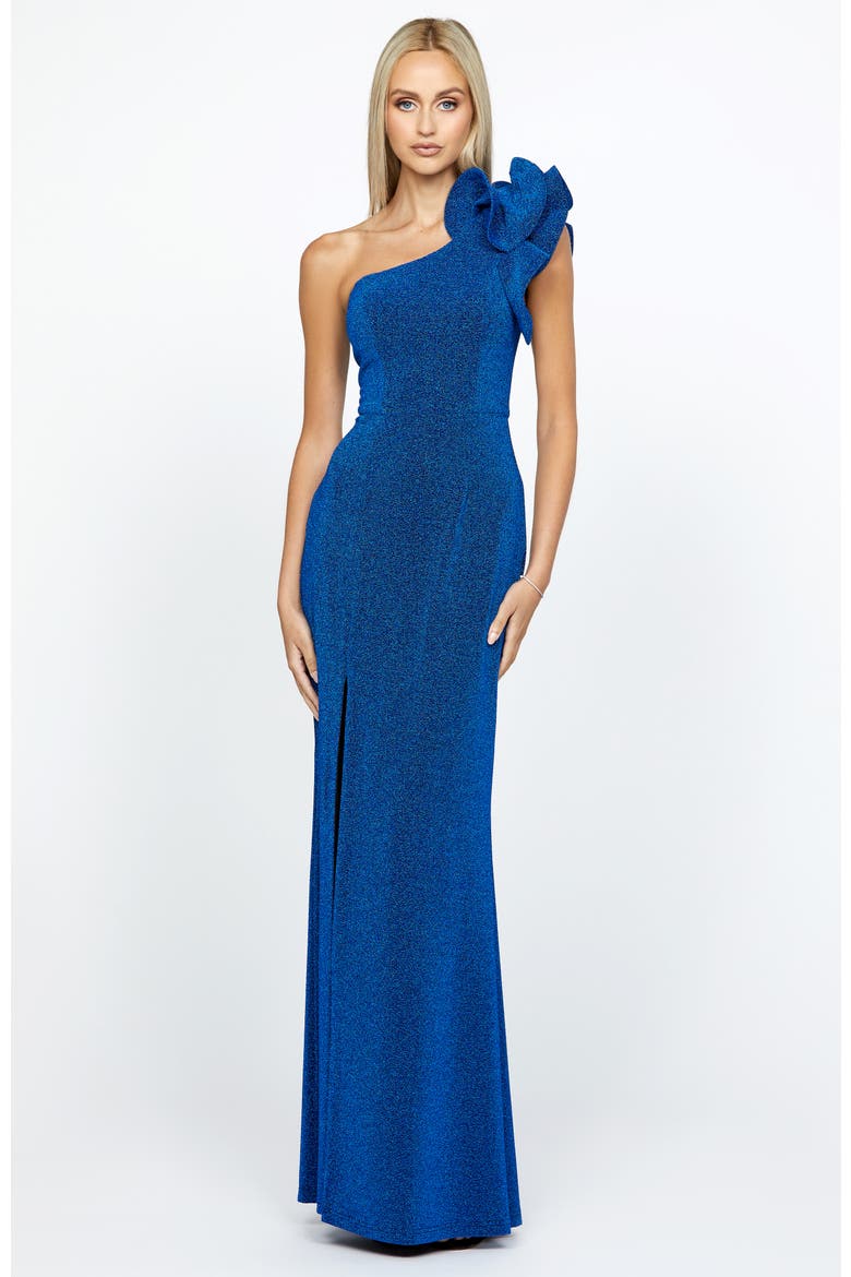 Kristi One Shoulder Gown, Main, color, COBALT