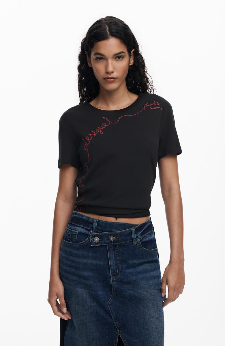 Desigual Mixed Media Denim Midi Skirt, Alternate, color, Medium Blue