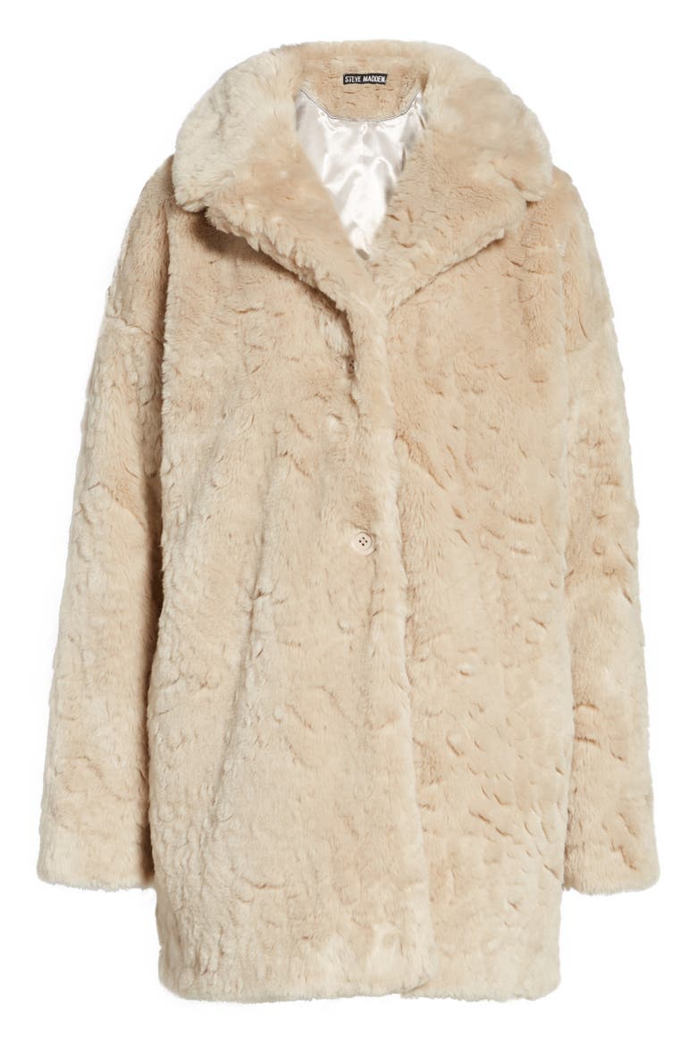 Shaggy Faux Fur Coat, Alternate, color, CREAM