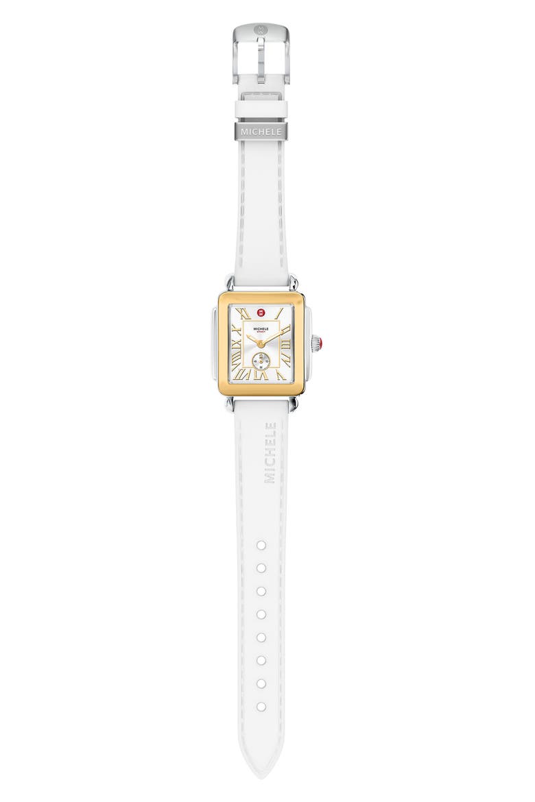Deco Sport Mid Two-Tone Silicone Strap Watch, 29mm x 31mm, Alternate, color, WHITE