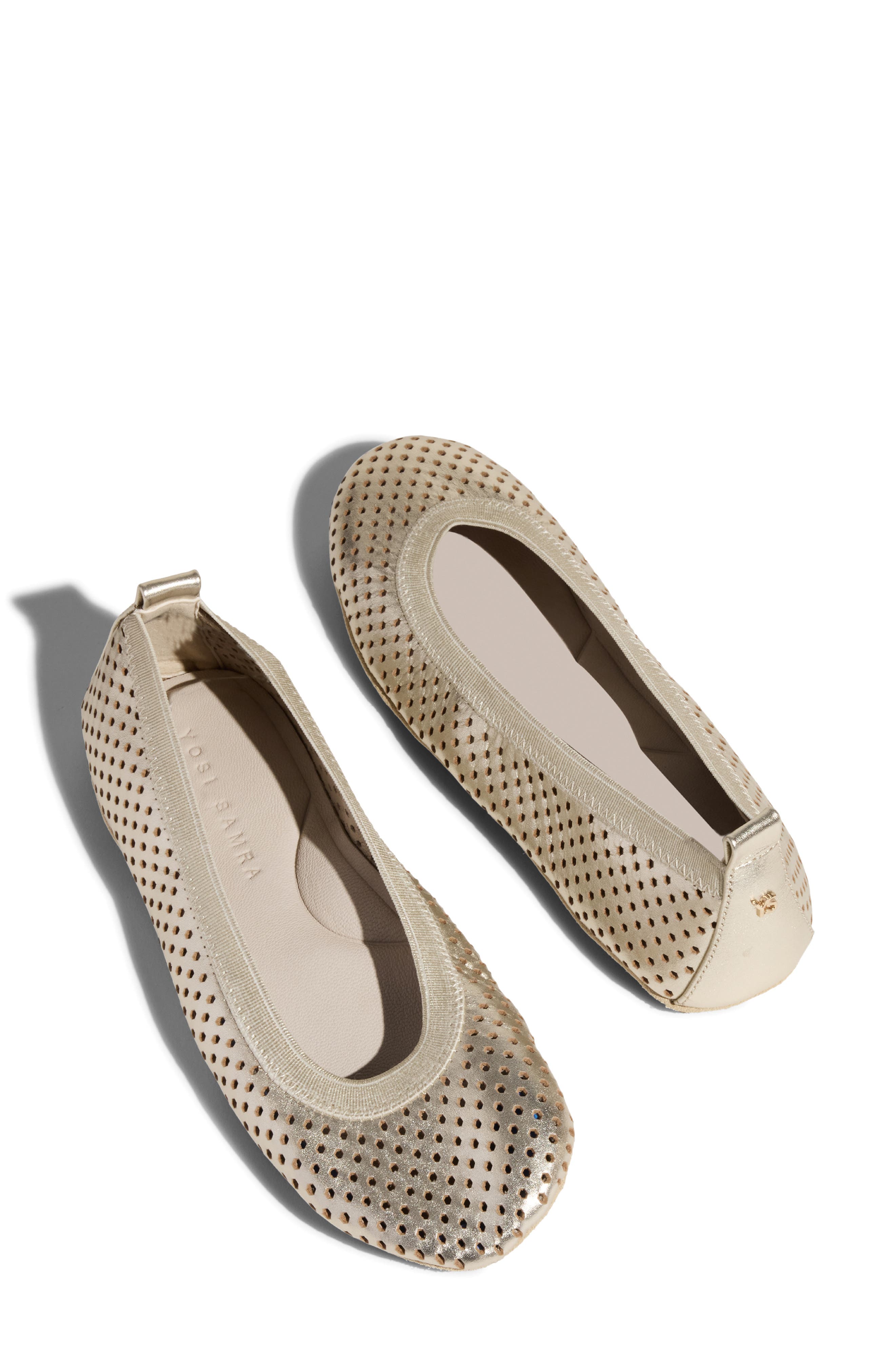 Yosi Samra Samara Foldable Ballet Flat, Alternate, color, Gold