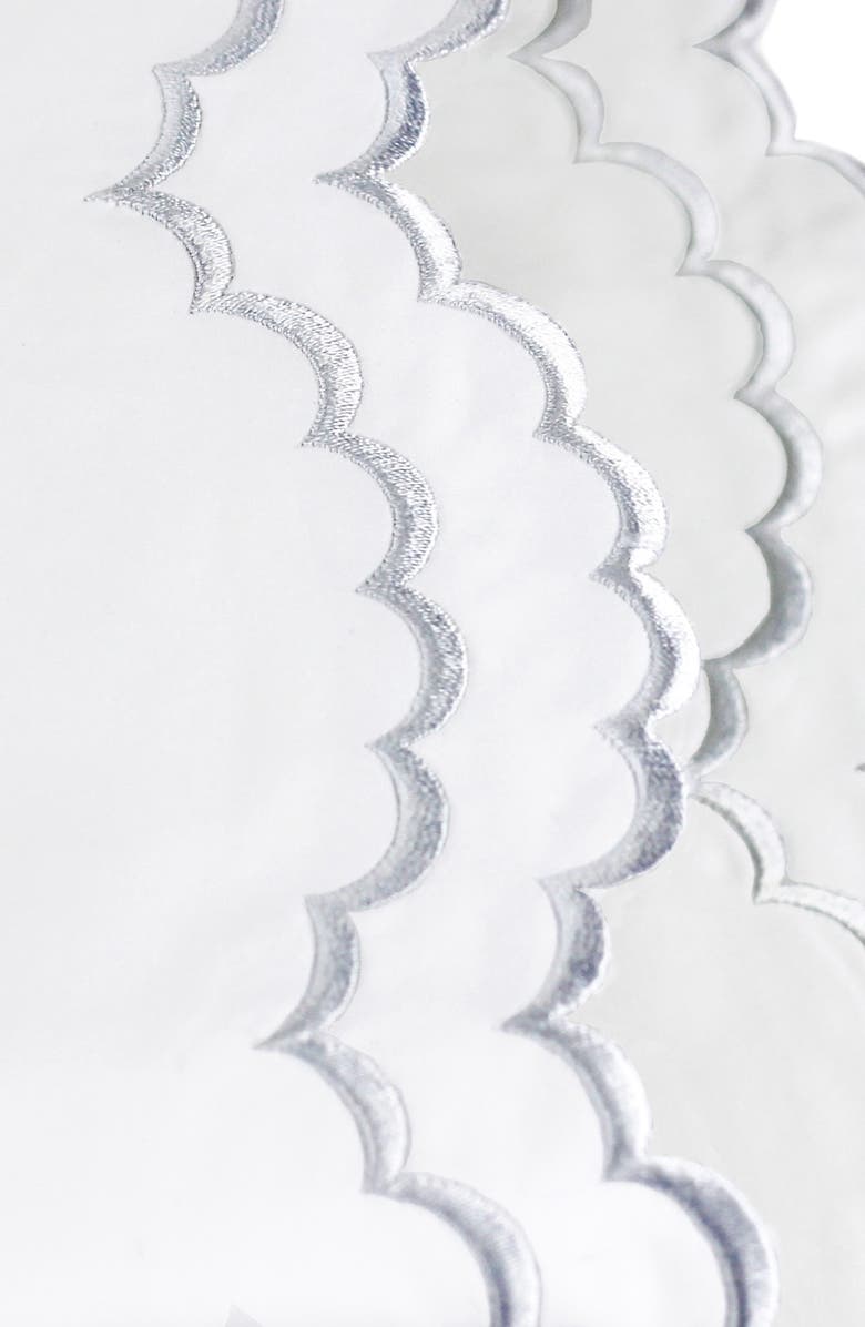 MELANGE HOME Set of 2 Double Scallop Embroidered 300 Thread Count Cotton Pillowcases, Alternate, color, Grey