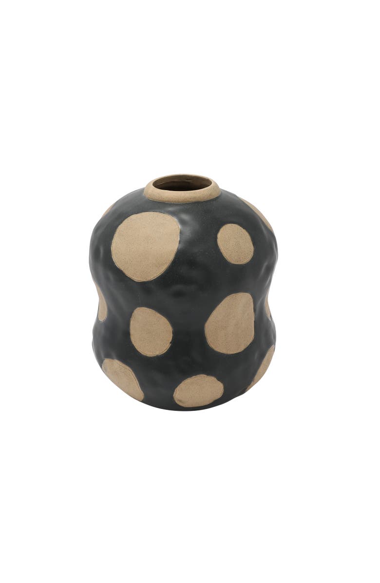 Storied Home Round Stoneware Vase with Wax Relief Dots, Main, color,