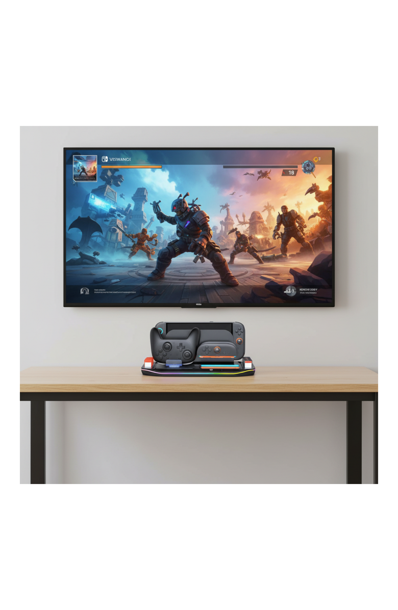 Sonicgrace All-in-One Charging Dock & Storage Station for Nintendo Switch 2, Alternate, color, Black