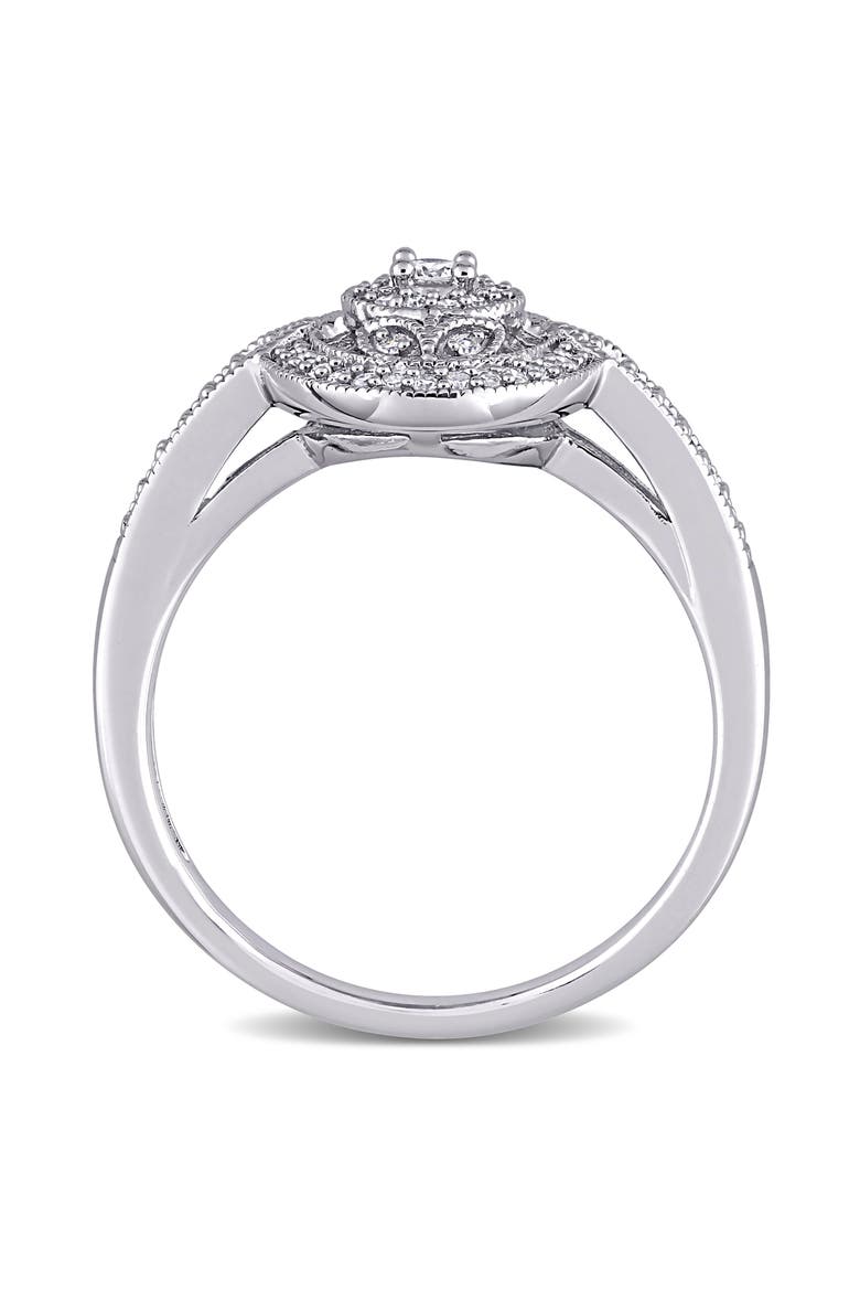 Diamond Vintage Oval Halo Ring, Alternate, color, Sterling Silver