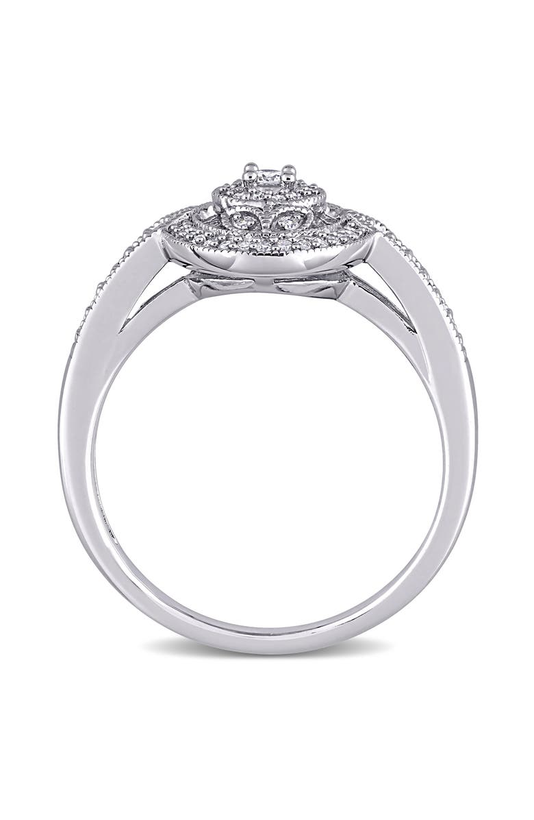 Julianna B. Diamond Vintage Oval Halo Ring, Alternate, color, Sterling Silver