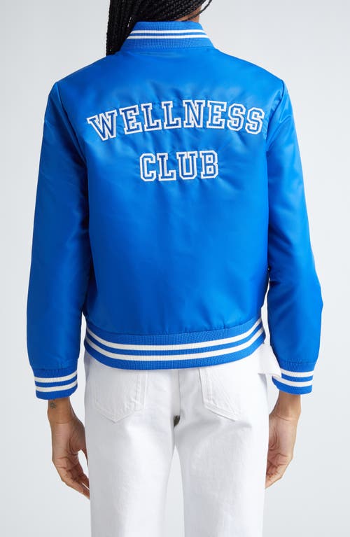 Sporty And Rich Sporty & Rich Wellness Club Embroidered Satin Varsity Jacket