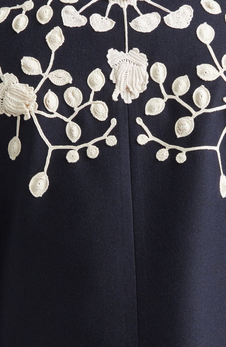 Bode Snowdrop Appliqué Wool Blend Sport Coat, Alternate, color, Navy