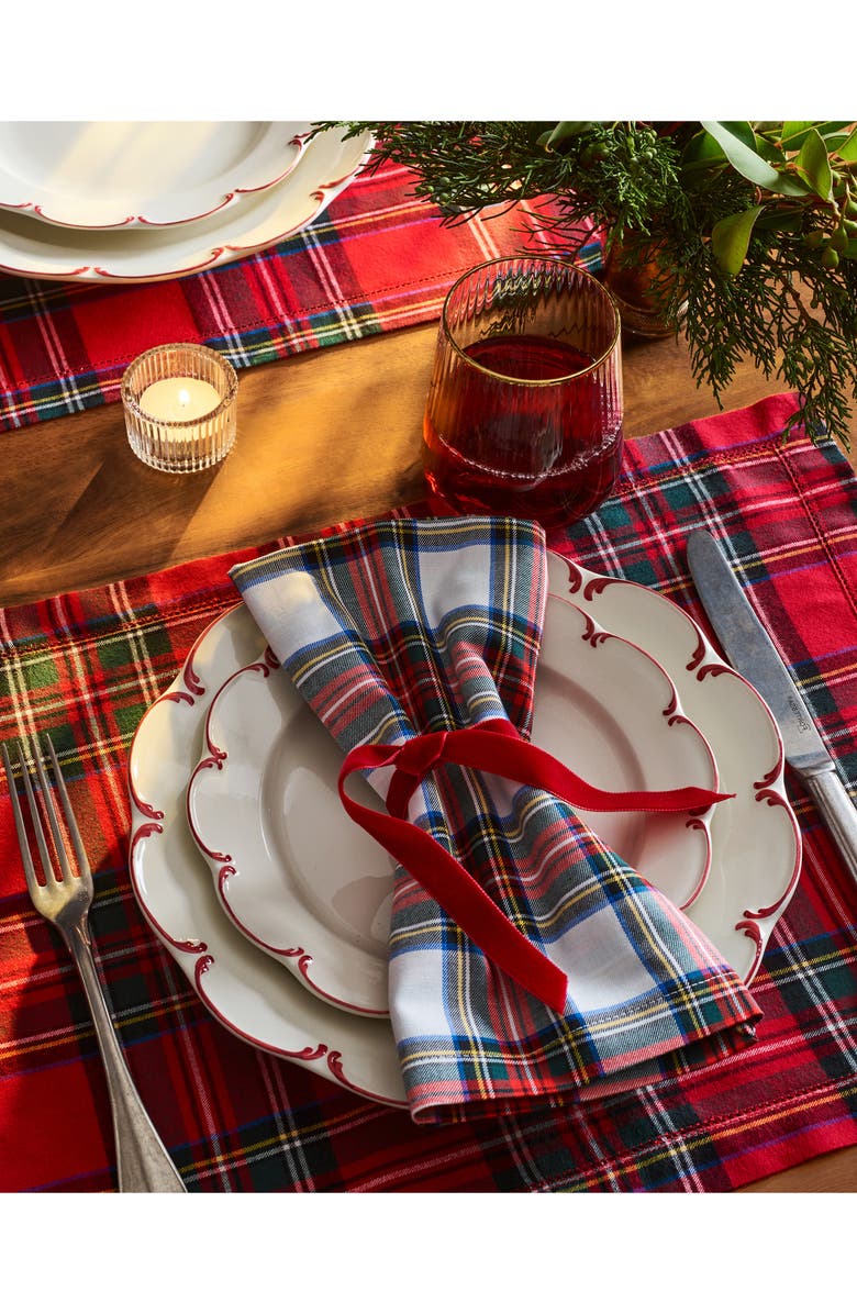 Petite Plume Imperial Tartan Plaid Set of 4 Placemats, Alternate, color, Red