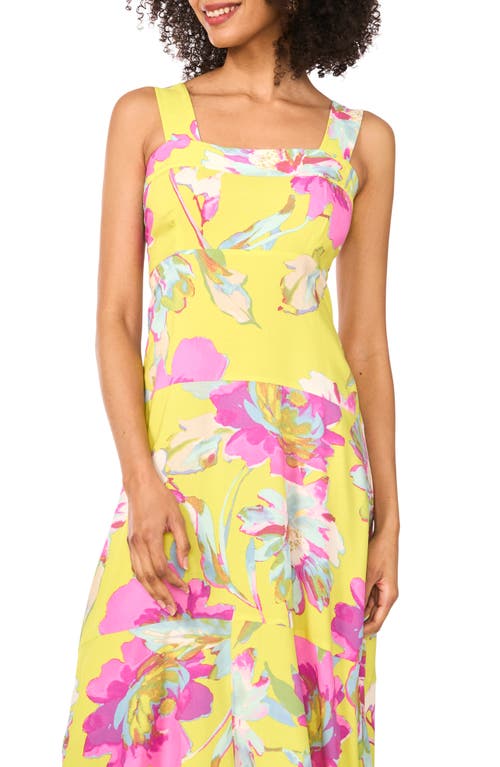 Shop Vince Camuto Floral Tiered Maxi Dress In Lime Green