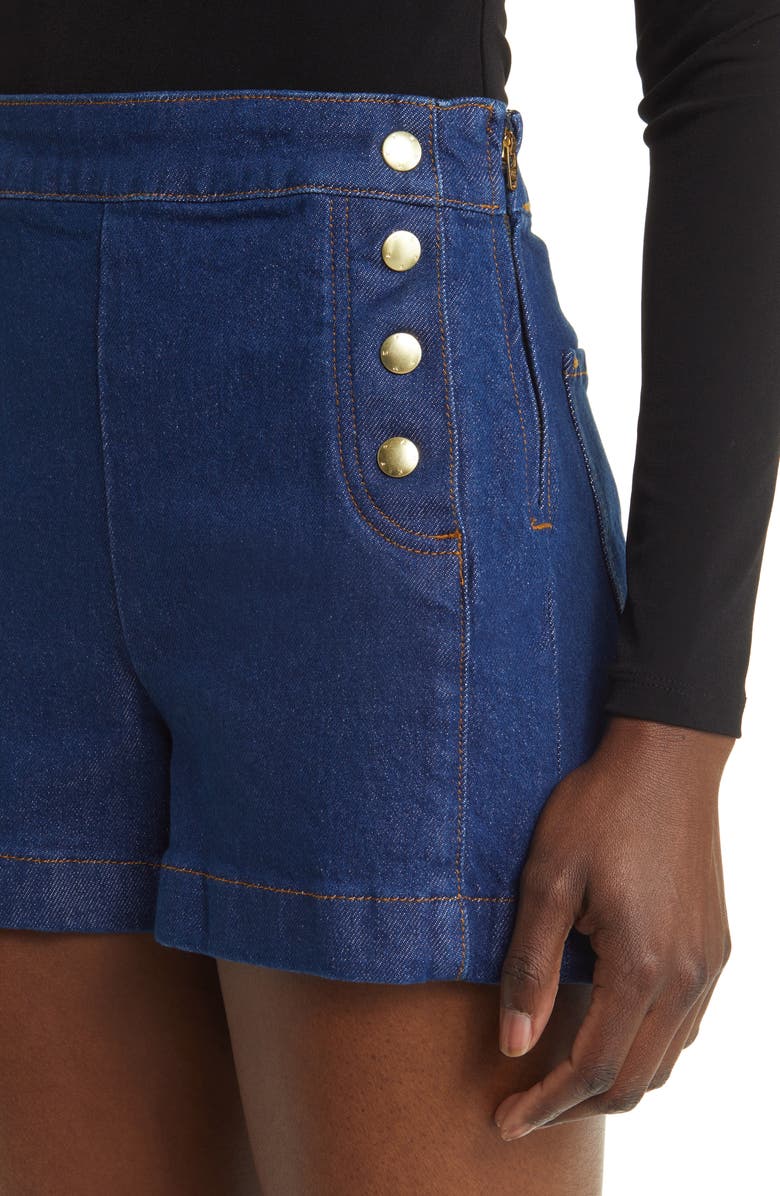 FRAME Sailor Snap Denim Shorts, Alternate, color,