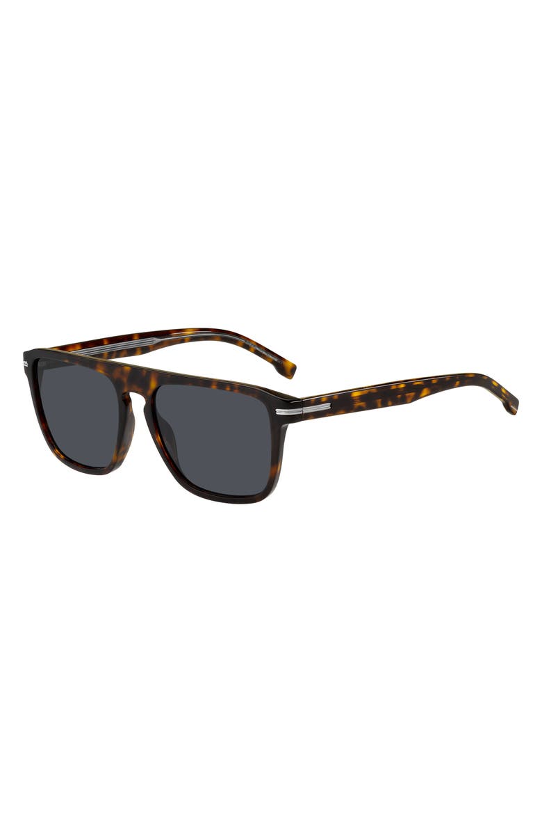 BOSS 56mm Flat Top Sunglasses, Alternate, color, Havana