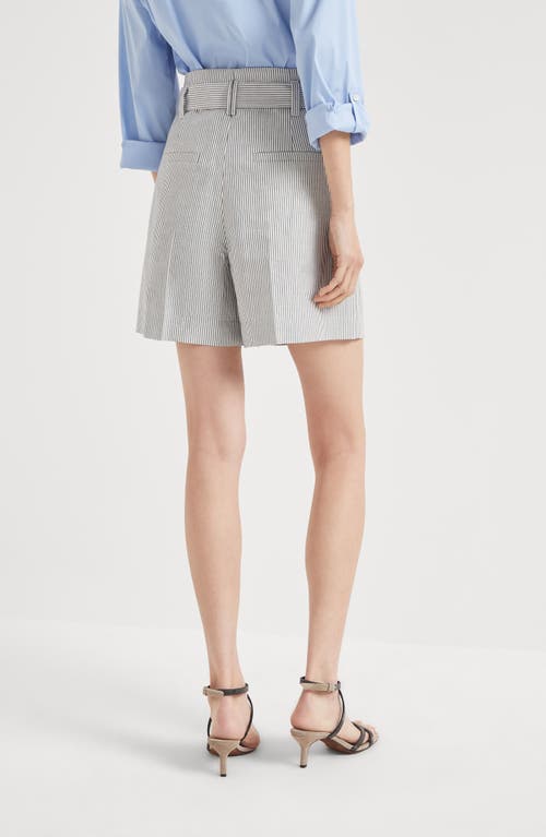 Brunello Cucinelli Formal Bermuda Shorts With Monili In Blue