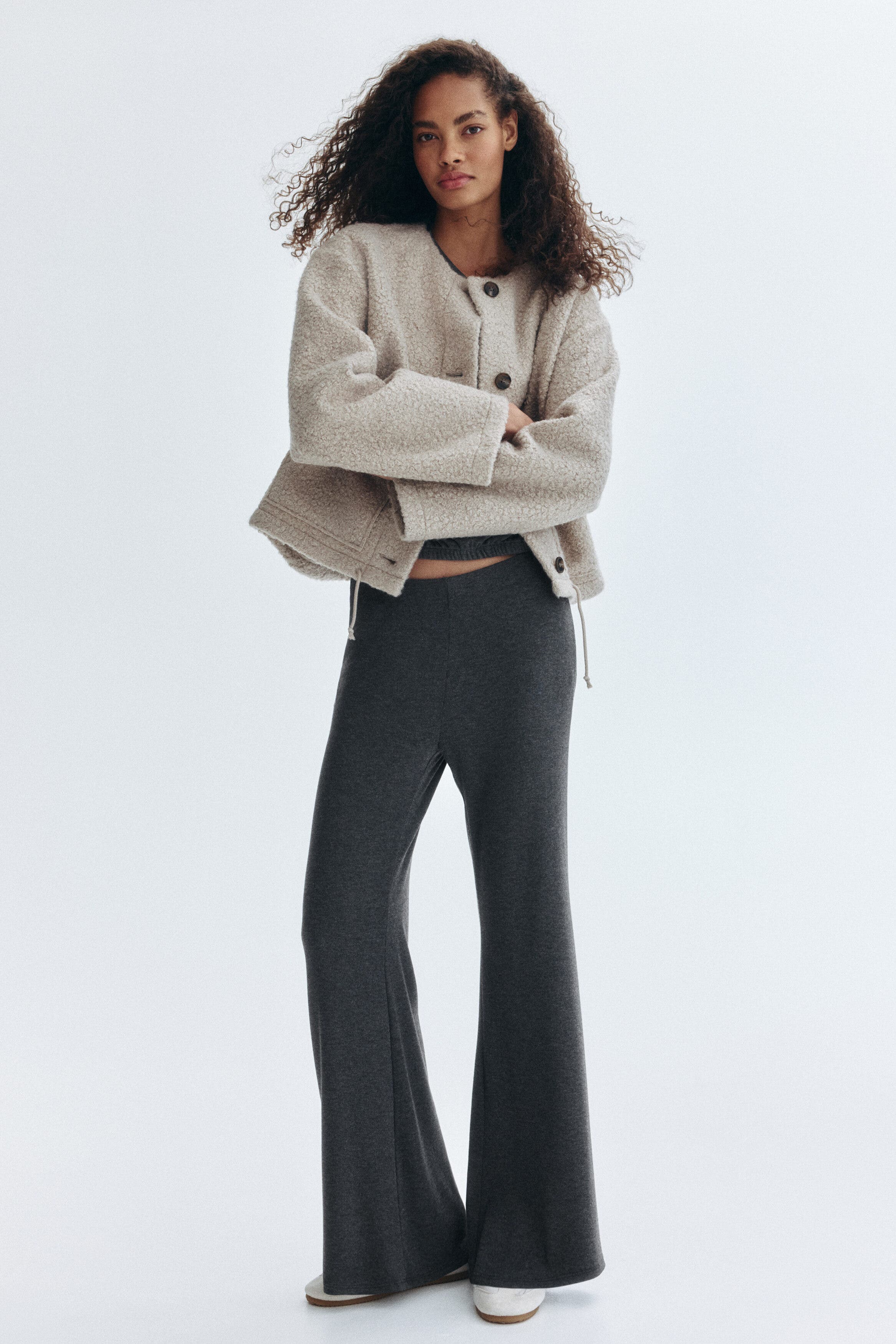 Flared Fine-knit Trousers - image 2