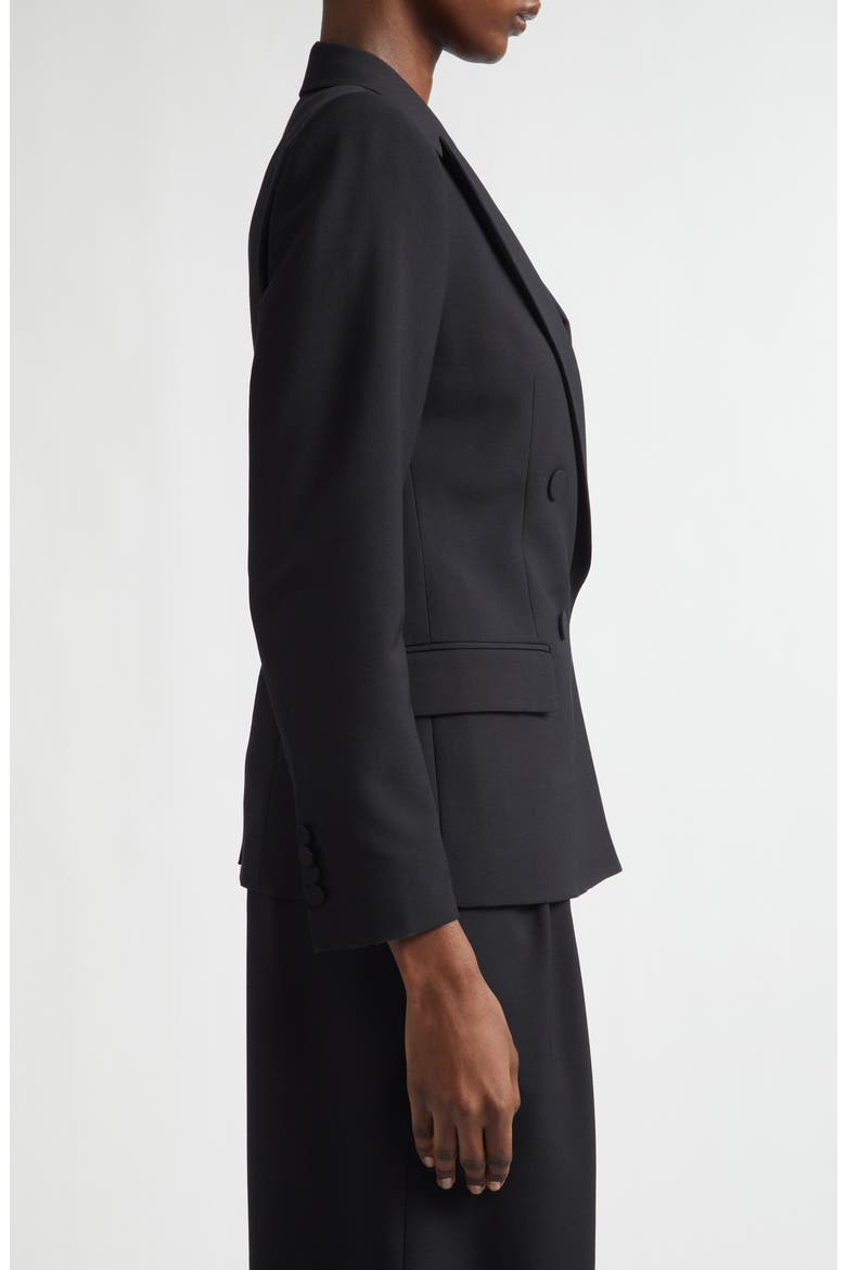 Beaura Double Breasted Wool & Mohair Twill Blazer, Alternate, color, BLACK