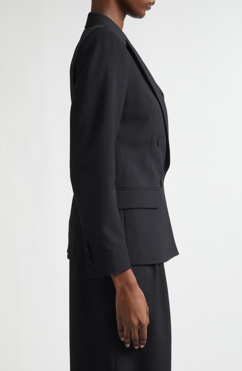 Dries Van Noten Beaura Double Breasted Wool & Mohair Twill Blazer, Alternate, color, Black