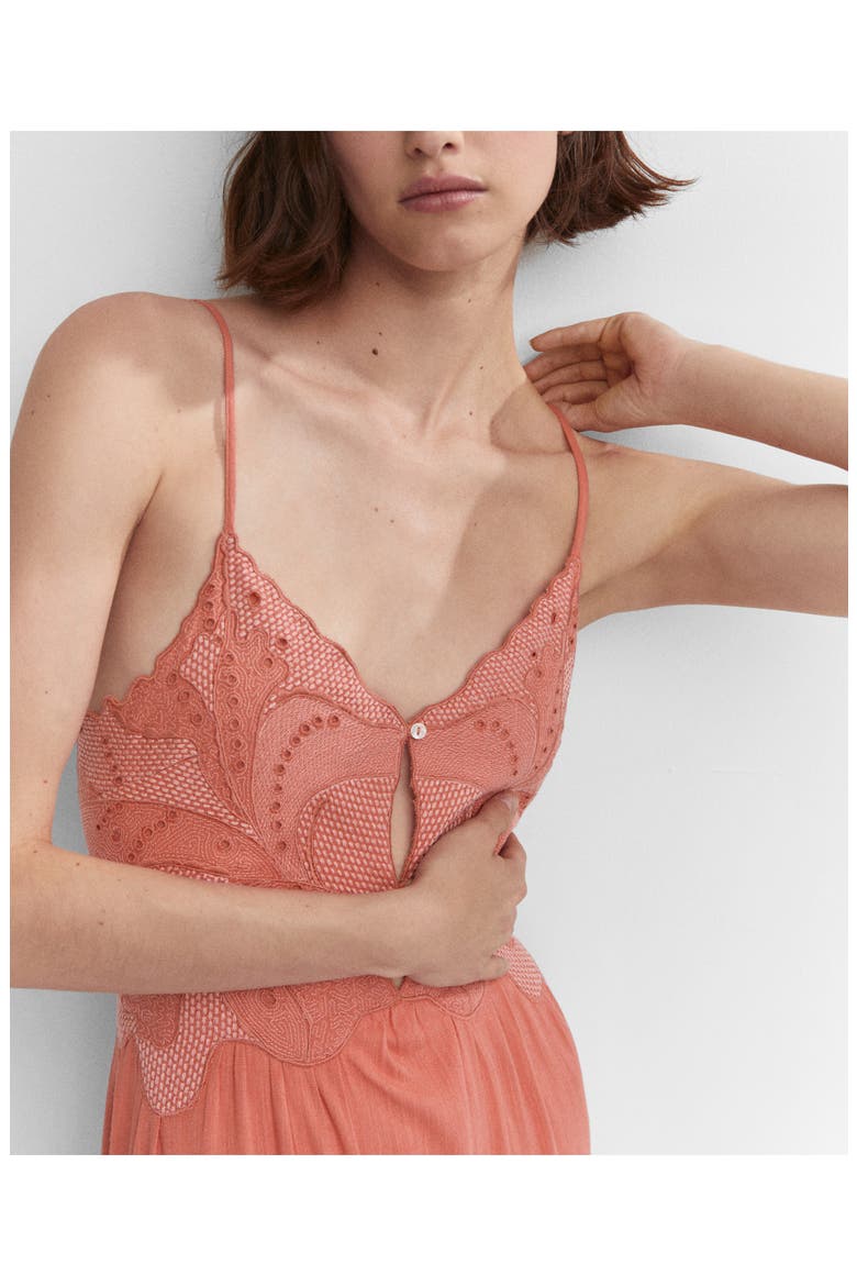 Embroidered Maxi Dress, Alternate, color, CORAL RED
