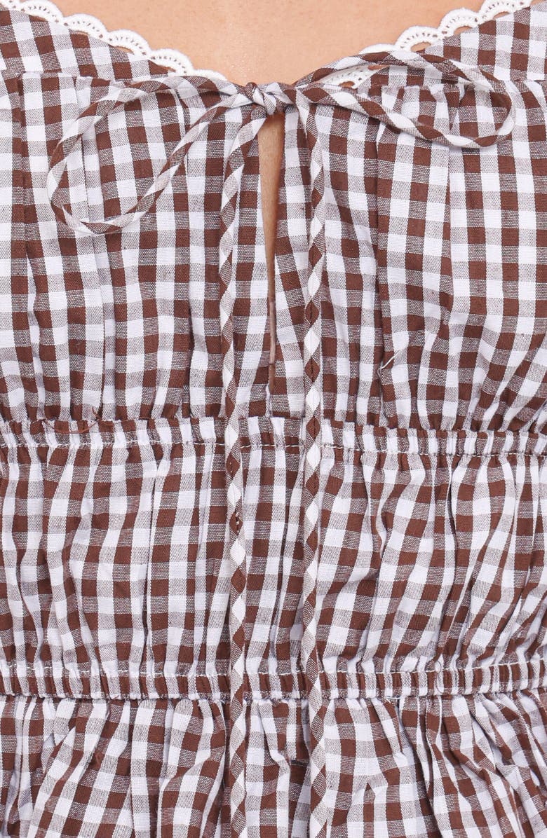 Petal & Pup Saphia Cotton Gingham Top, Alternate, color, Brown Gingham