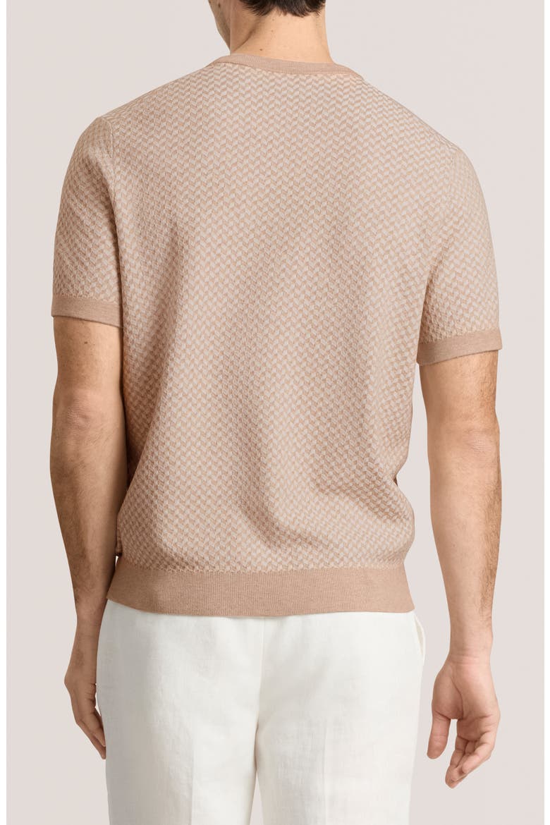 Herringbone Short Sleeve Knit Sweater, Alternate, color, PUMICE HEATHER
