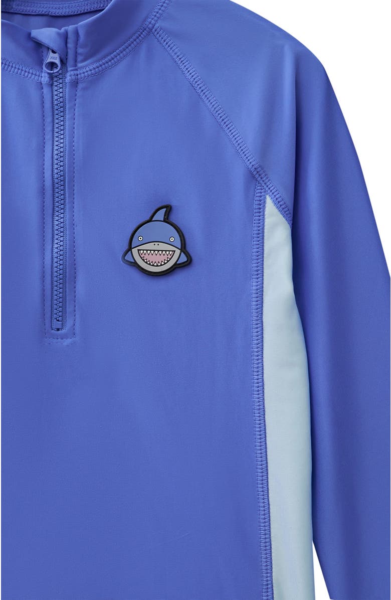 Roarsome Quarter Zip Long Sleeve Rash Guard Little Kids & Big Kids, Alternate, color, Medium Blue