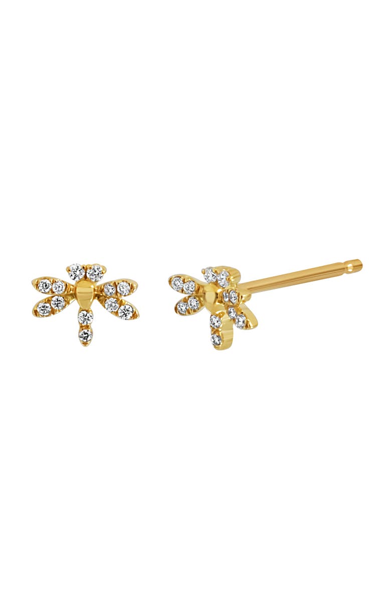 Bony Levy 18K Gold Diamond Dragonfly Stud Earrings - 0.07 ctw, Main, color, 