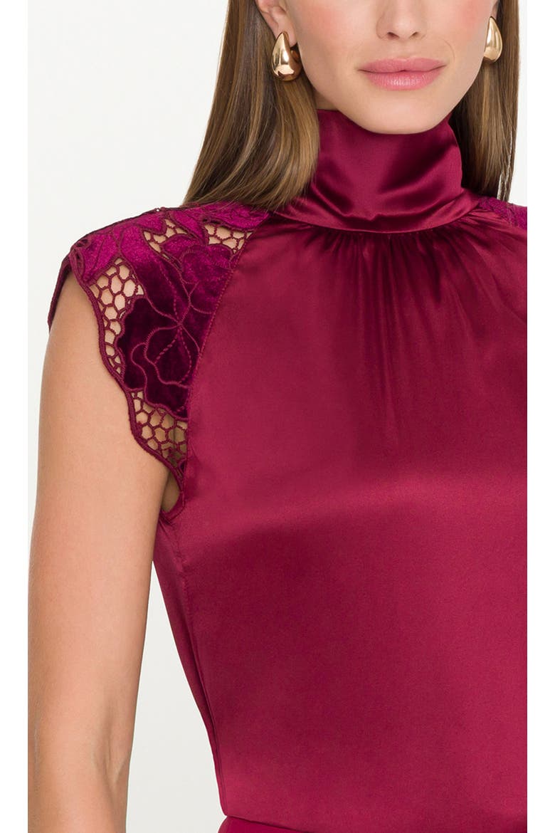 Rachel Velvet Lace Halter Blouse, Alternate, color, Crimson