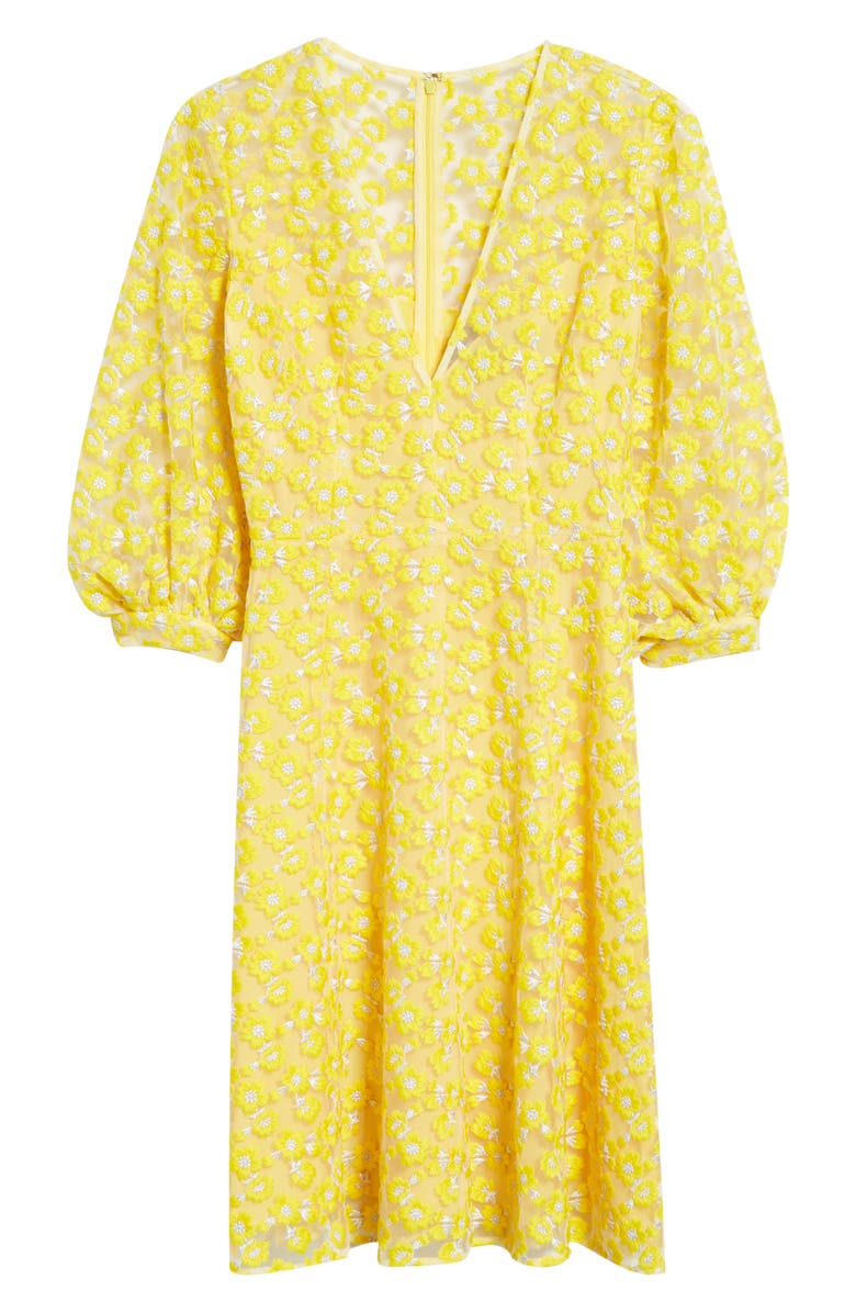 Lela Rose Embroidered Bishop Sleeve Mesh Dress, Alternate, color, 