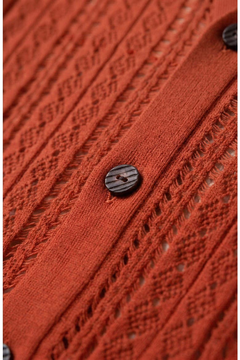 Open Knit Textured Cardigan, Alternate, color, Rust Orange