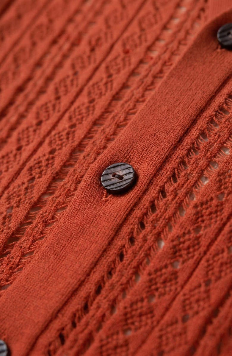Modenaire Open Knit Textured Cardigan, Alternate, color, Rust Orange